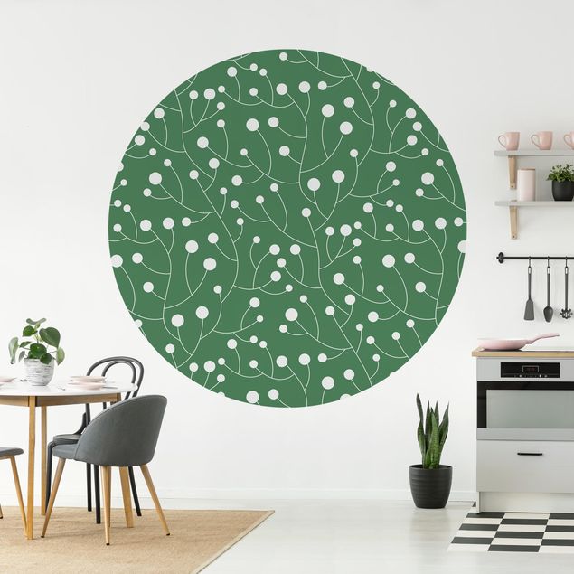 Papel pintado topos Natural Pattern Growth With Dots On Green
