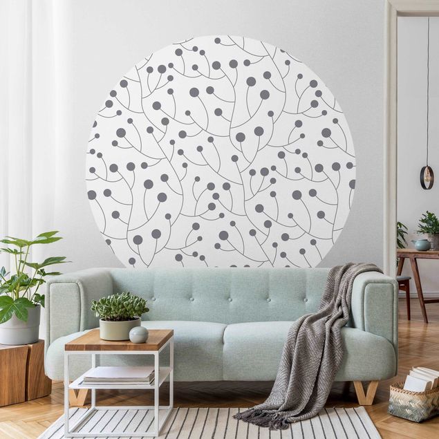 Papel pintado puntos Natural Pattern Growth With Dots Grey