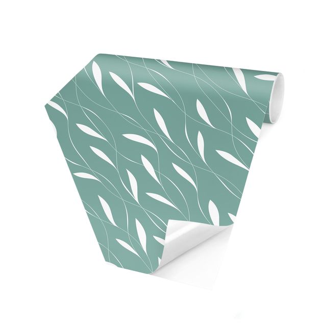 Papel pared turquesa Natural Pattern Breeze On Blue
