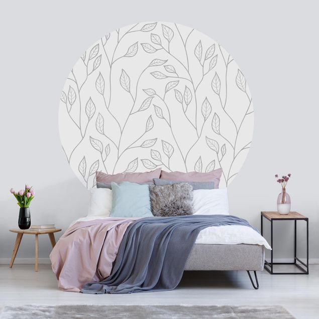Decoración cocina Natural Pattern Branches With Leaves In Grey