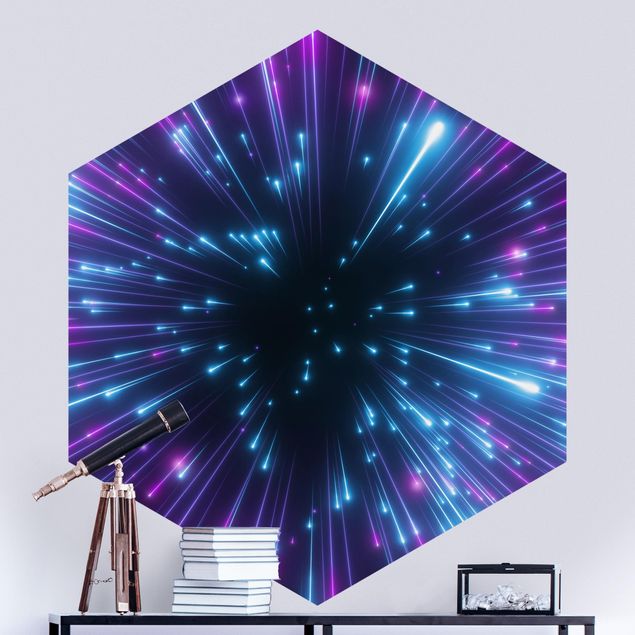Papel pared 3d Neon Fireworks