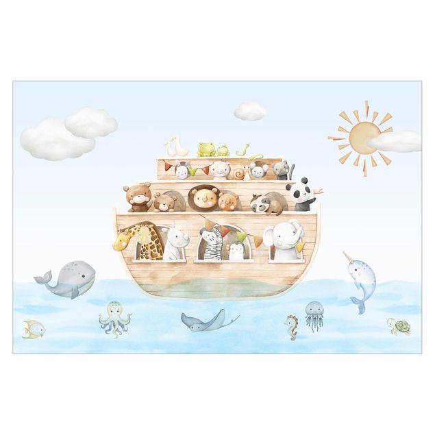 Papel pared playa Cute baby animals on the ark