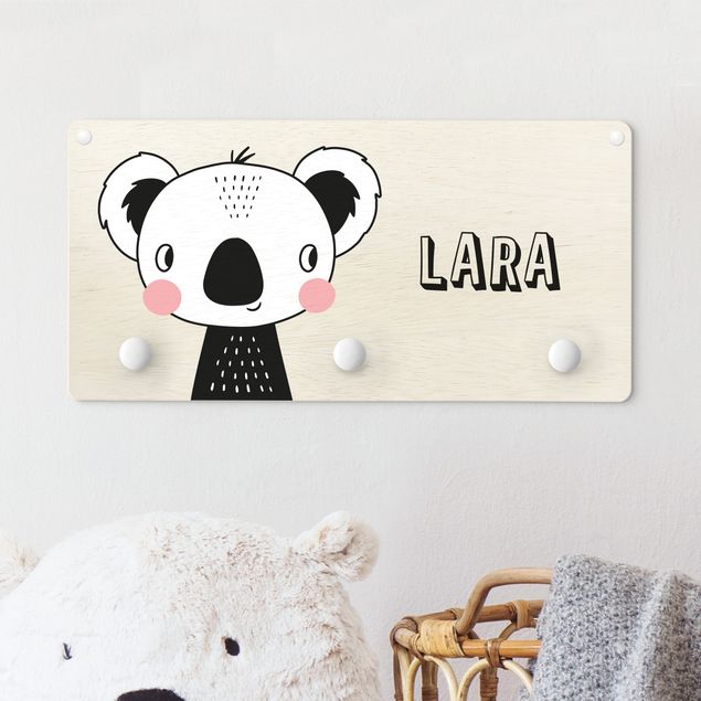 Decoración infantil pared Cute Grinning Koala With Customised Name