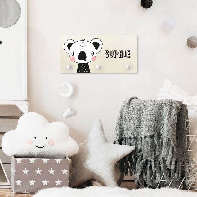 Percheros de pared con frases Cute Grinning Koala With Customised Name