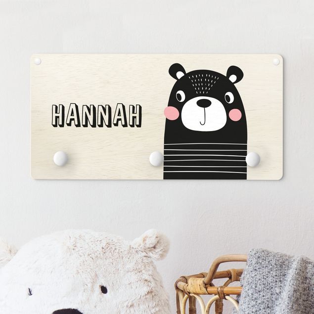 Decoración habitación infantil Cute Striped Bear With Customised Name