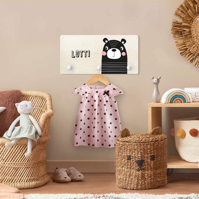 Percheros de pared con frases Cute Striped Bear With Customised Name