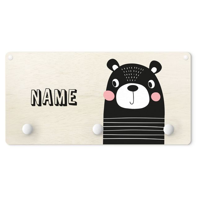 Perchero animales Cute Striped Bear With Customised Name
