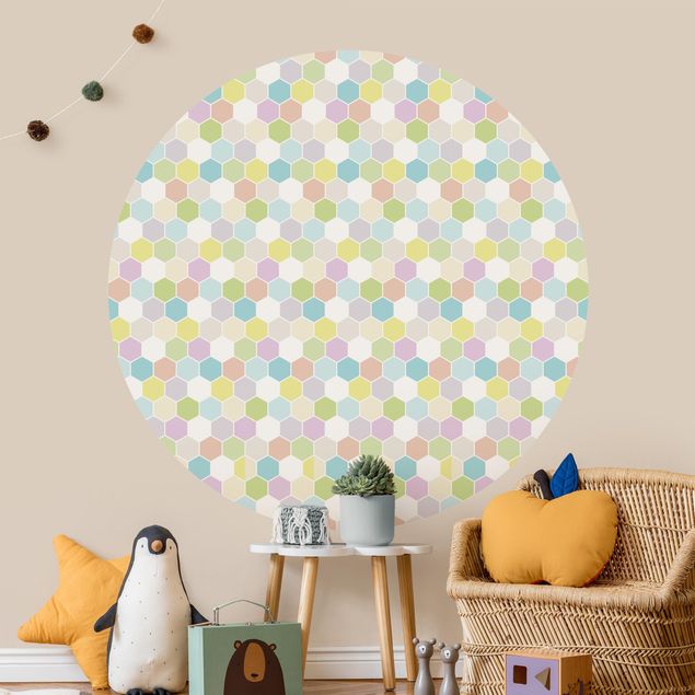 Papel pintado geométrico No.YK52 Hexagon Pastel