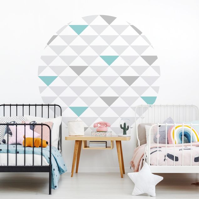 Decoración habitación infantil No.YK64 Triangles Grey White Turquoise
