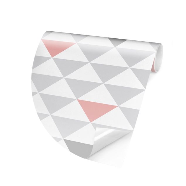 Papel pintado con patrones No.YK65 Triangles Grey White Pink