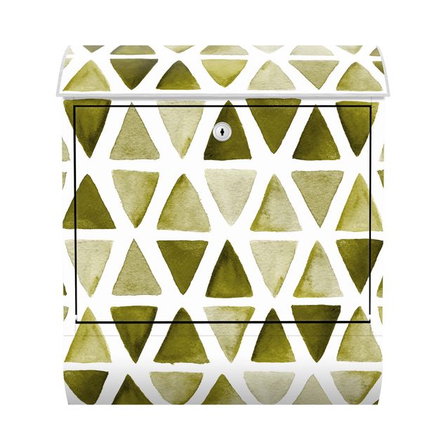 Buzón exterior Olive Coloured Watercolour Triangles