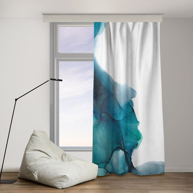 Cortinas modernas Drops Of Ocean Tourquoise With Gold