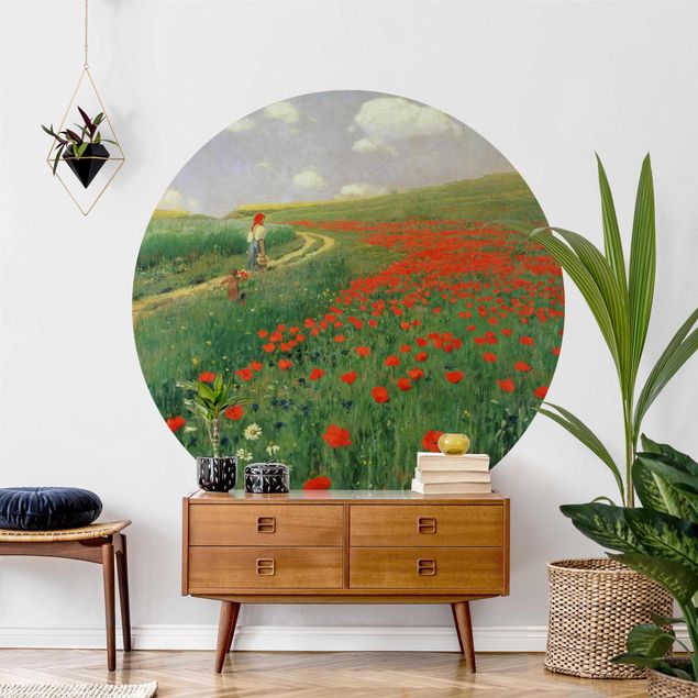 Papel pintado amapolas Pál Szinyei-Merse - Summer Landscape With A Blossoming Poppy