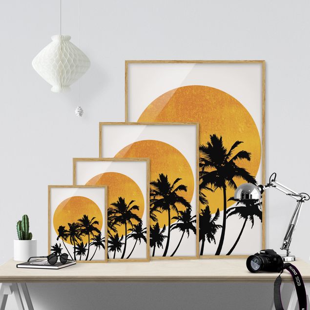 Cuadros de flores Palm Trees In Front Of Golden Sun