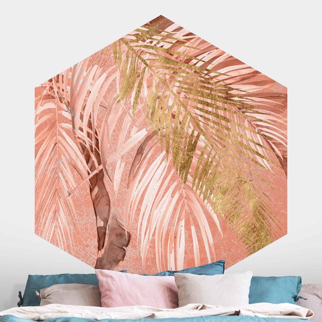Decoración de cocinas Palm Fronds In Pink And Gold II