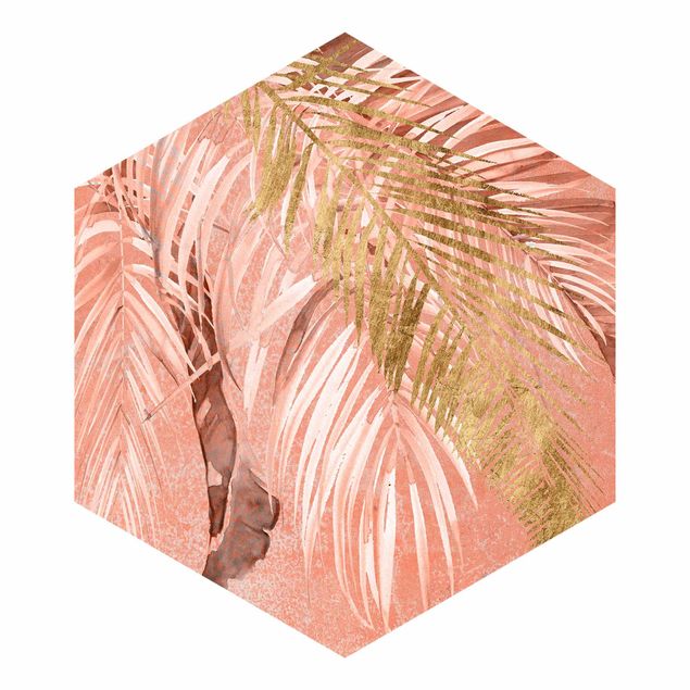 Papel pintado Palm Fronds In Pink And Gold II