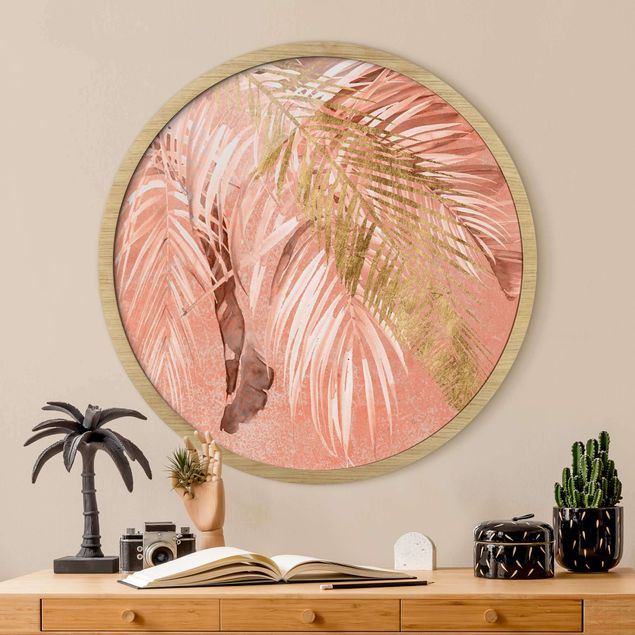 Cuadros de plantas naturales Palm Fronds In Pink And Gold II