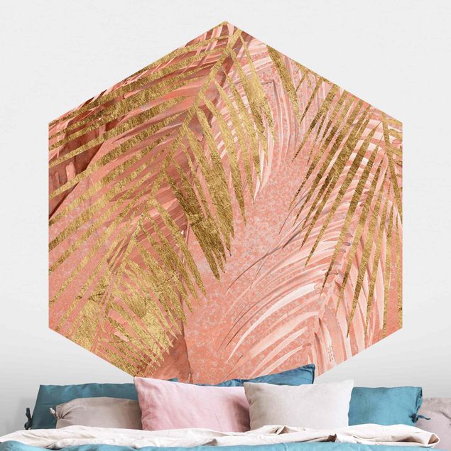 Decoración de cocinas Palm Fronds In Pink And Gold III