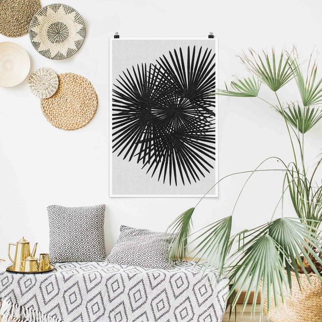 Láminas blanco y negro para enmarcar Palm Leaves In Black And White