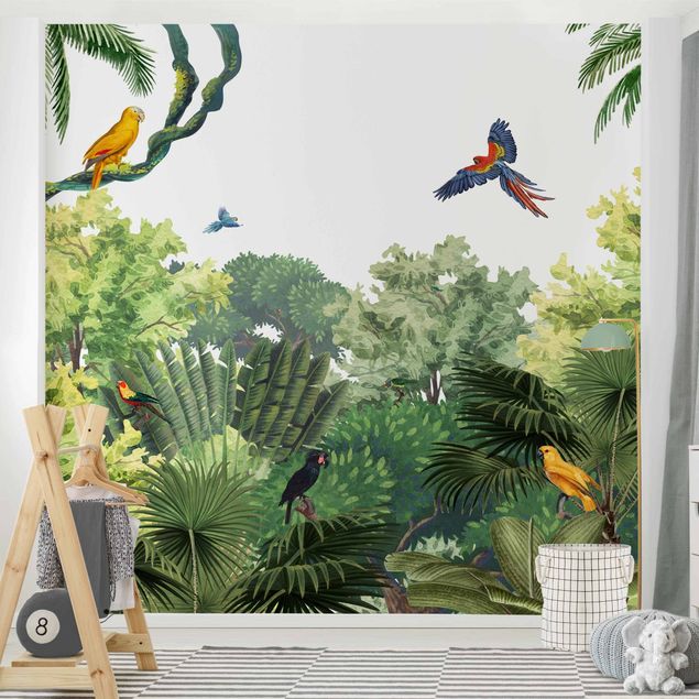 Decoración habitación infantil Parrot parade in the jungle