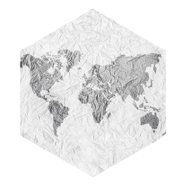 Papeles pintados Paper World Map White Gray