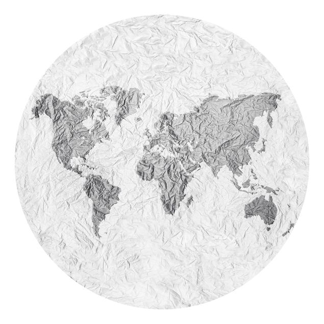 Papel pared mapamundi Paper World Map White Grey