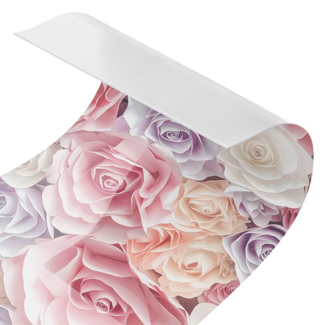Küchenrückwand - Pastell Paper Art Rosen