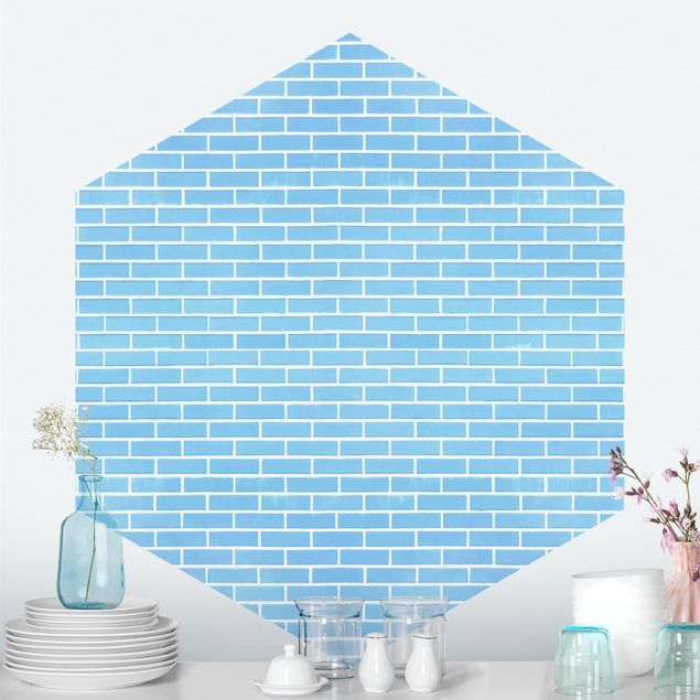 Papel imitacion ladrillo Pastel Blue Brick Wall