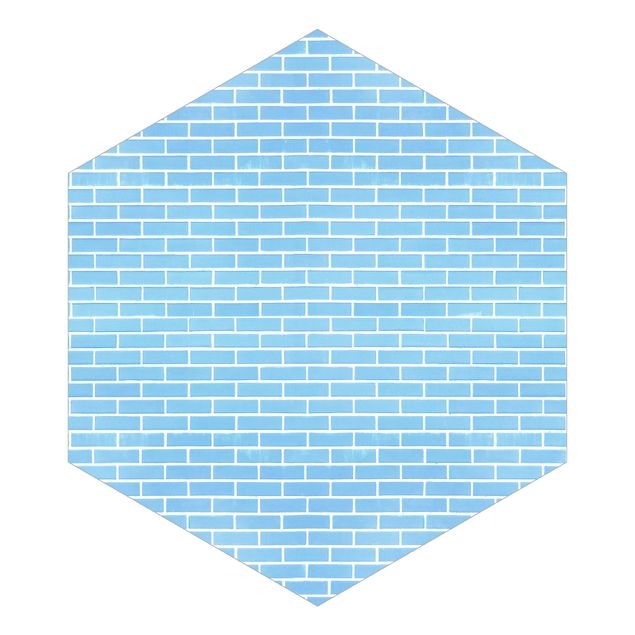 Papel pintado tonos azules Pastel Blue Brick Wall
