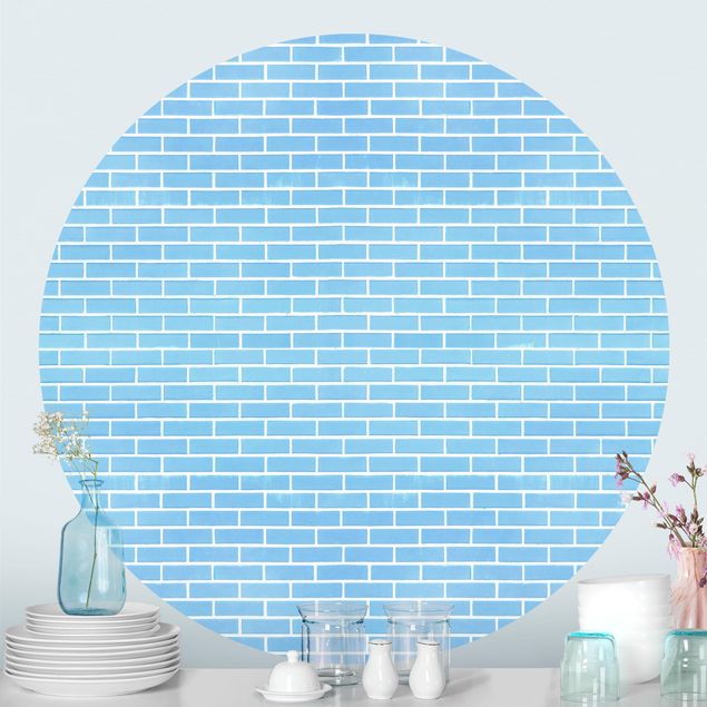 Papel pintado ladrillo Pastel Blue Brick Wall