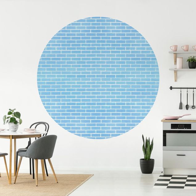 Papel pintado industrial Pastel Blue Brick Wall
