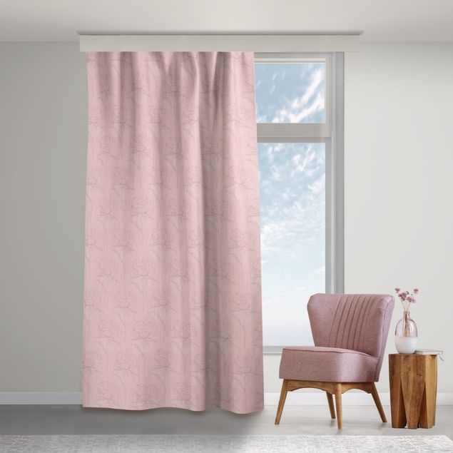 cortinas para sala modernas Peony Pattern - Pale Pink