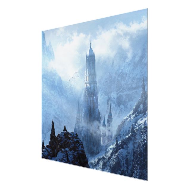Cuadros en tonos azules Fantasy Castle In Snowy Landscape
