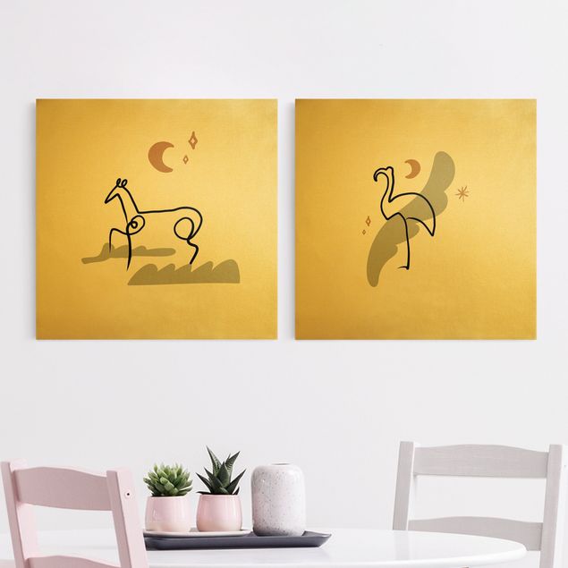 Lienzos de caballos Picasso Interpretation - Horse And Flamingo