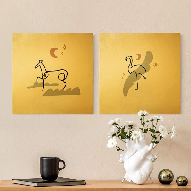 Lienzos de animales Picasso Interpretation - Horse And Flamingo