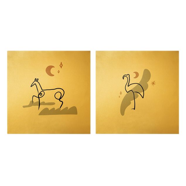 Cuadros abstractos modernos Picasso Interpretation - Horse And Flamingo