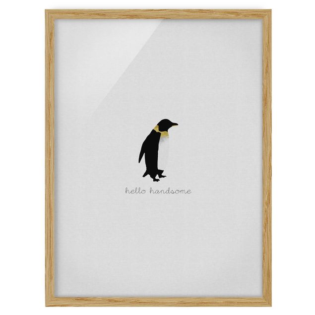 Cuadros a blanco y negro Penguin Quote Hello Handsome