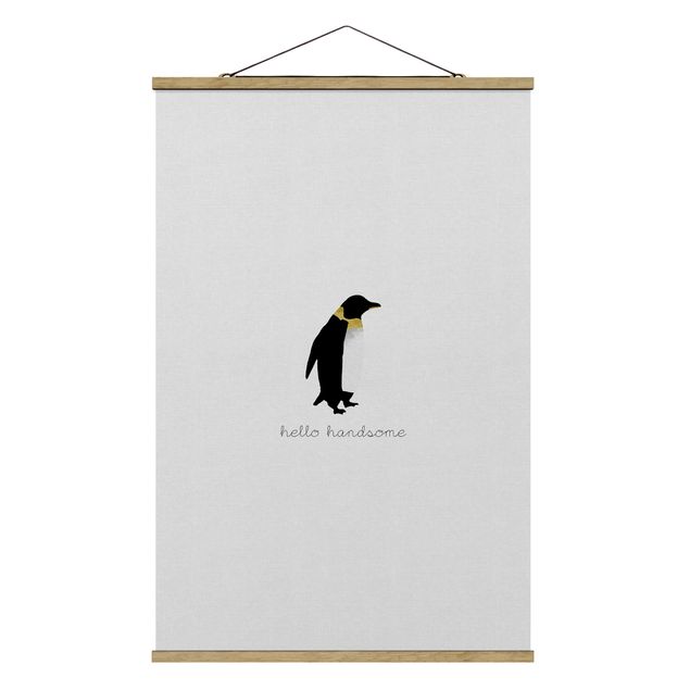 Cuadros modernos blanco y negro Penguin Quote Hello Handsome