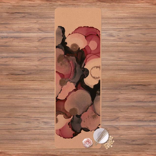Alfombras modernas Pink Beige Drops With Pink Gold