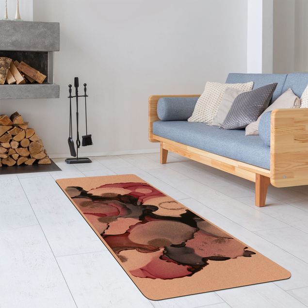 Alfombras modernas abstractas Pink Beige Drops With Pink Gold