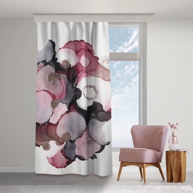 Cortinas modernas Pink Beige Drops With Pink Gold
