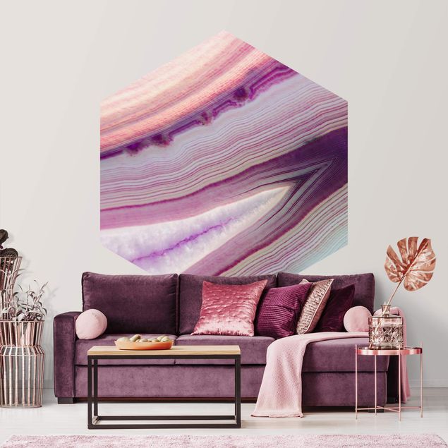 Papel pintado moderno Pink Crystal Planet