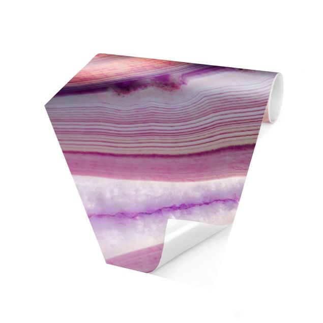 Papel pintado hexagonal Pink Crystal Planet