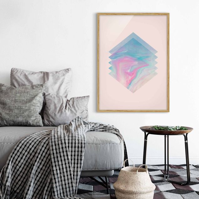 Cuadros abstractos modernos Pink Water Marble