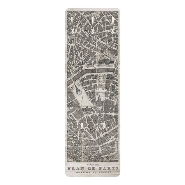 Percheros de pared Map of Paris