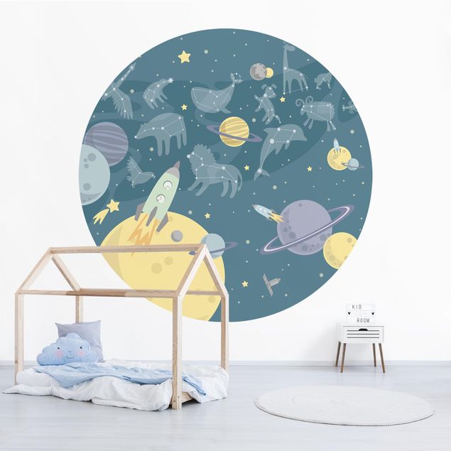 Papel pintado cielo Planets With Zodiac And Missiles