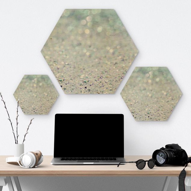 Cuadros hexagonales Princess Glitter Landscape In Mint Colour