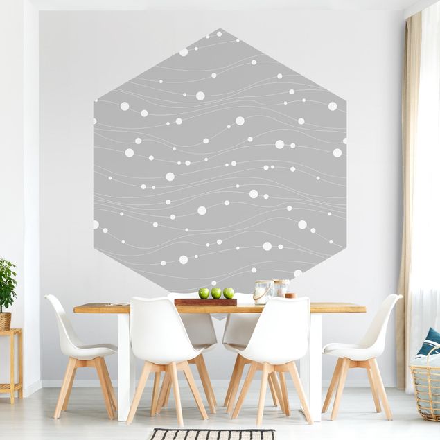 Papel pintado con patrones Dots On Wave Pattern In Front Of Gray
