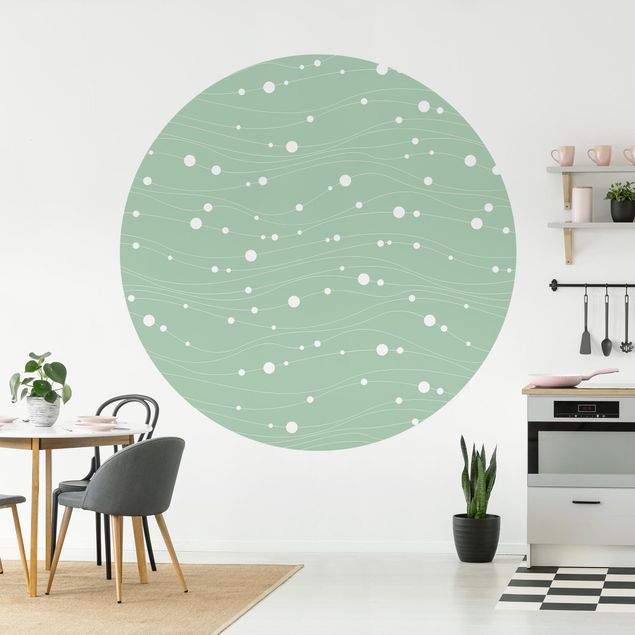 Papel pintado puntos Dots On Wave Pattern In Front Of Mint