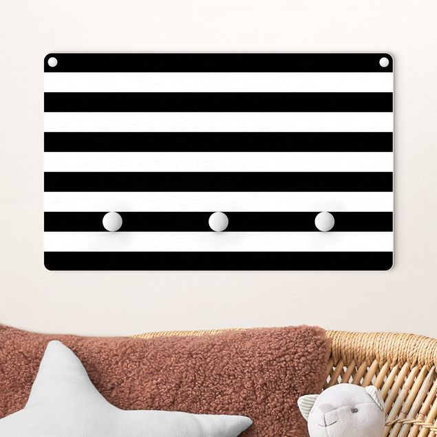 Decoración infantil pared Horizontal Stripes Black And White